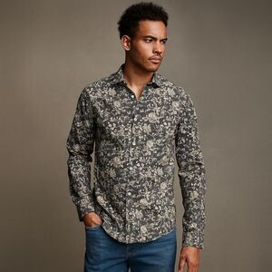 Scotch & Soda Blue Gray Retro Floral Button Up Shirt Top   Mens Size Medium